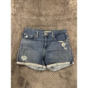 Levi’s Women’s Mid Length Jean Shorts Size 30 Distressed Roll Hem